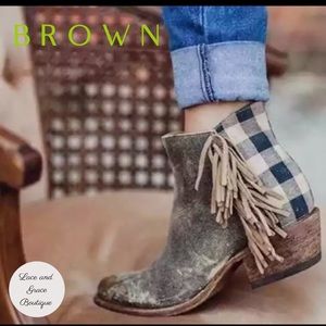 Suede Fringe Ankle Booties